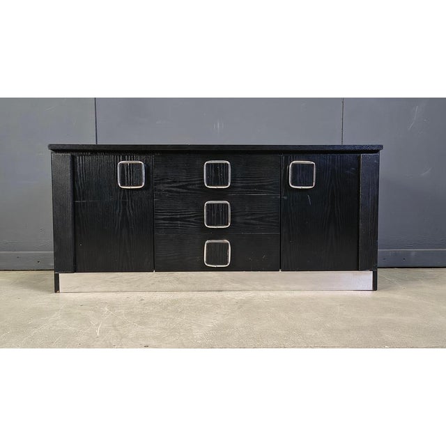 Vintage Black Wooden Cabinet, 1970s For Sale - Image 4 of 9