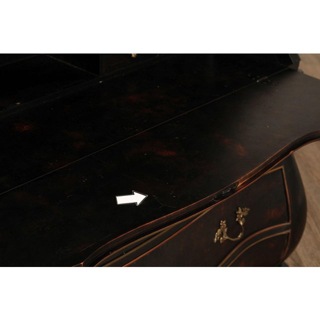 Late 20th Century Hekman Italian Rococo Style Bombe Secretary Writing Desk For Sale - Image 5 of 12