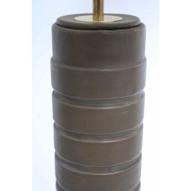 Table Lamp in Leather Parchment and Brass by Charlotte Waver, 1970s For Sale - Image 12 of 13