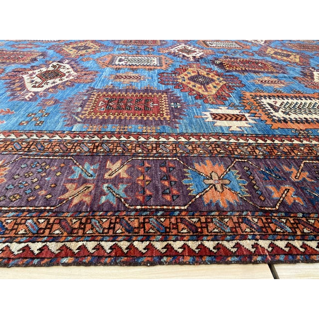 1980s Vintage Moghan Kazak Wool Rug, Blue Tree Medallion For Sale - Image 5 of 8
