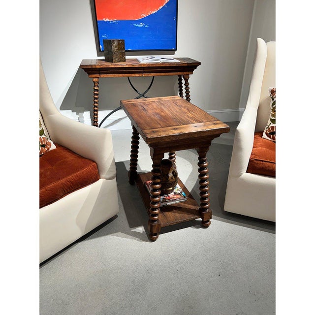 Rustic Farmhouse Spool-Leg End Table For Sale In Greensboro - Image 6 of 13