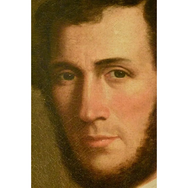 Oil on canvas of a young American man, sitter unknown, circa 1840s. A finely done academic portrait, which can be judged...
