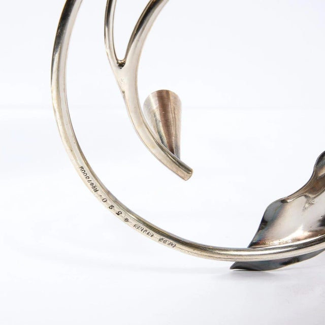 Pair of Art Nouveau Silver-Plate Morning Glory Motif Candle Holders For Sale - Image 11 of 13