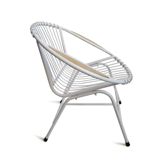 Mid-Century Modern Retro Ring White Iron Outdoor Chair For Sale - Image 3 of 4