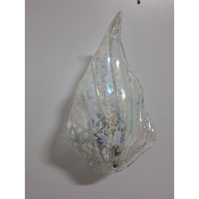 Silver Graniglia Glass Wall Lamps with Iridescent Finish, 1980s, Set of 2 For Sale - Image 8 of 9