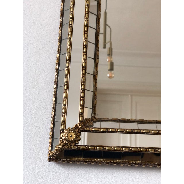 Brass Large Vintage Venetian Brass Mirror – Gold Hollywood Regency, Spanish 1990s For Sale - Image 8 of 13