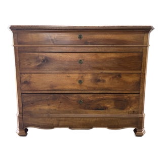 19th Century French Louis Philippe Solid Walnut Marble Top Chest of Drawer / Commodes For Sale