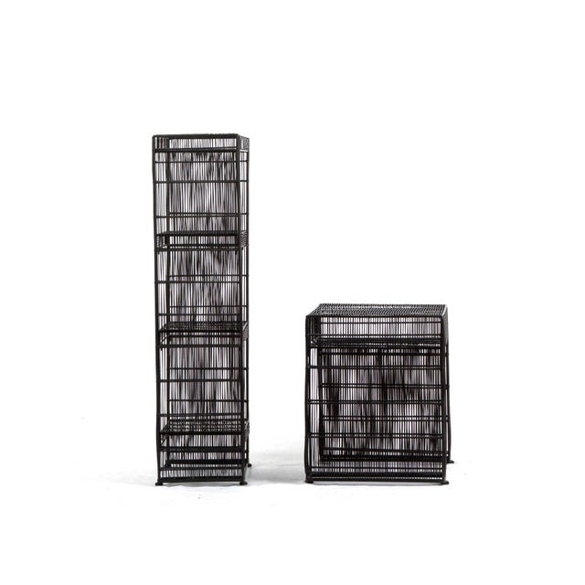Industrial Vintage Sculptural Metal Wire Shelving and Display Table Set, 1980s, Set of 2 For Sale - Image 3 of 9