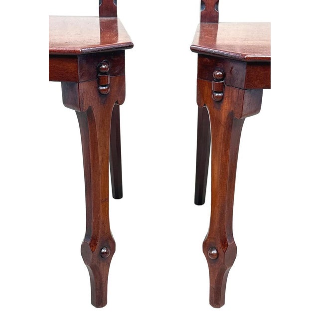 Antique Victorian Mahogany Hall Chairs, 1880, Set of 2 For Sale - Image 6 of 14