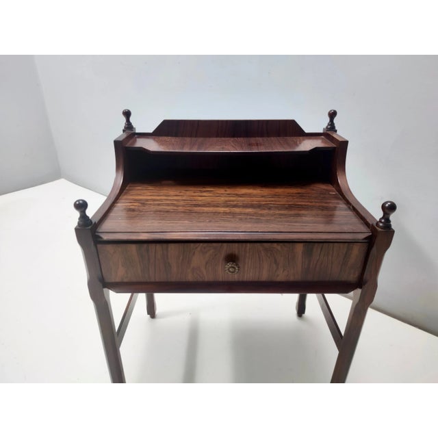 Wood Postmodern Walnut Nightstand, Italy, 1970s For Sale - Image 7 of 12