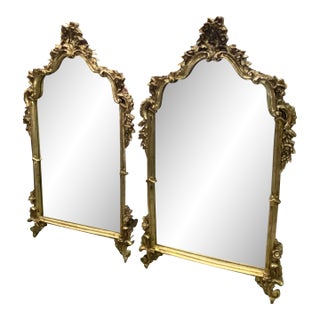 Pair of 20thc Gilt Rocco Style Mirrors For Sale