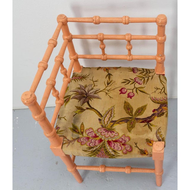 Wood Turned Corner Chair for Child in Painted Wood & Fabric, 19th Century For Sale - Image 7 of 10