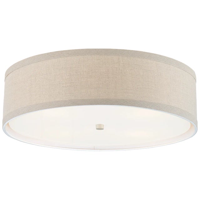 Walker Large Flush Mount in Light Cream with Natural Linen Shade Designer: kate spade new york Canopy: 8.75" Round...