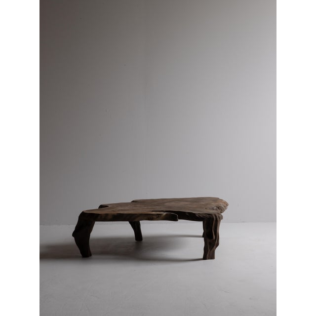 Wood Japanese Antique Brutalist Low Table 1900s-1940s / Side Table Wabi Sabi For Sale - Image 7 of 18