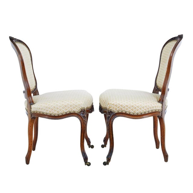 Antique Carved Walnut Side Chairs, 1870, Set of 2 For Sale - Image 4 of 8