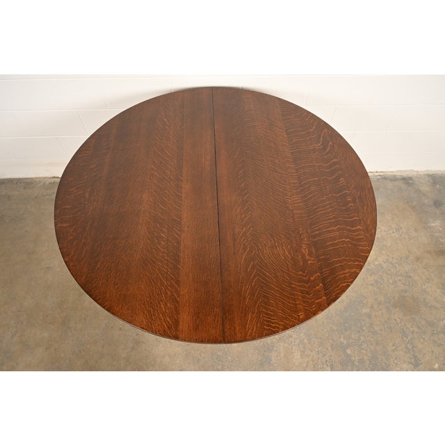 Early 20th Century L. & J. G. Stickley Antique Mission Oak Arts & Crafts Extension Dining Table | Newly Refinished For Sale - Image 5 of 17