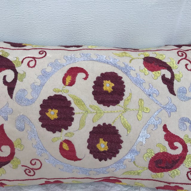 French Country Embroidered Suzani Pillow For Sale - Image 3 of 11