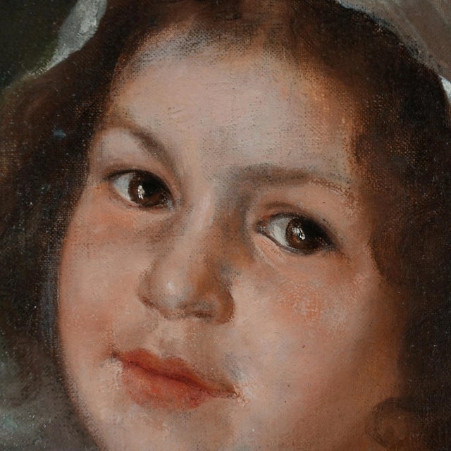 Portrait of a Girl & Kittens, German Oil Painting Signed Karl August Schlegel For Sale - Image 4 of 9