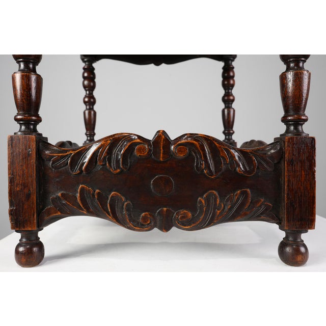 Belgian Oak Carved Square Side Table, 1700s For Sale - Image 3 of 14