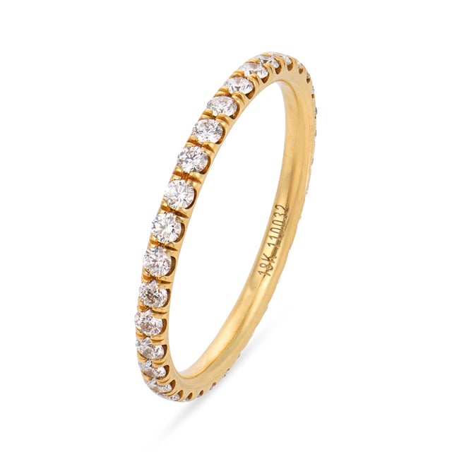 Contemporary Lugano Diamond 18k Yellow Gold Eternity Band, Size 5.5 For Sale - Image 3 of 5