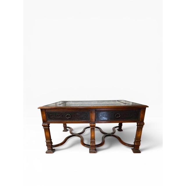2010s Theodore Alexander Armoury Collection Etched Brass Cocktail Table For Sale - Image 11 of 14