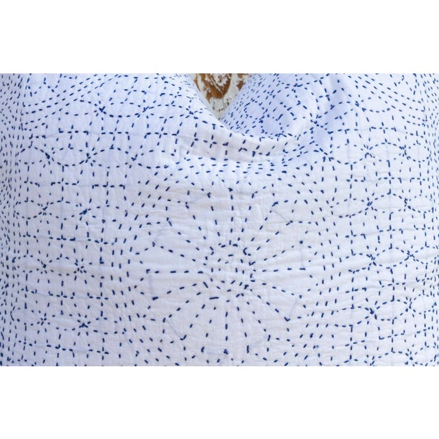 Indigo Filanan Kantha Small Pillow For Sale - Image 4 of 9