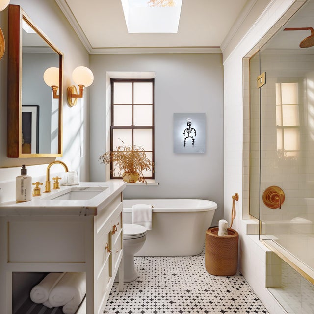 Textile Halo Stickman - Quirky Abstract Modern Figurative Mixed Media Original Artwork Soren Grau For Sale - Image 7 of 9