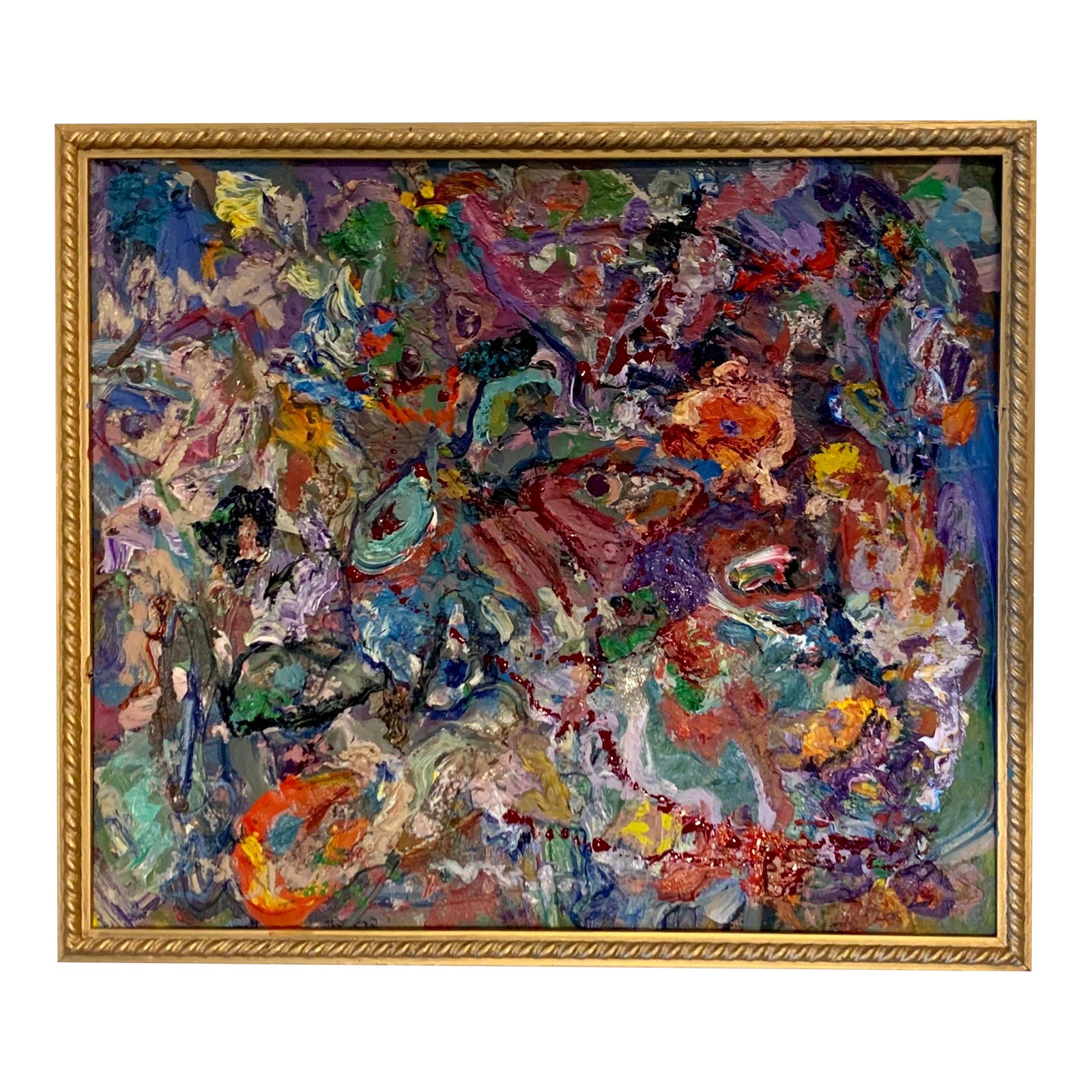 Stranger Things, Abstract Mixed Media Oil Painting, Framed | Chairish