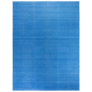 Doris Leslie Blau Vintage Indian Dhurrie Light Blue Flatweave Cotton Rug For Sale