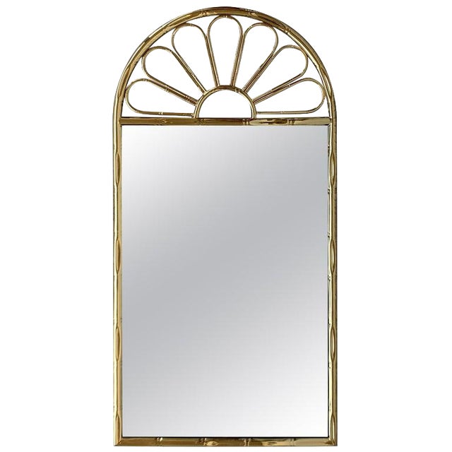 Mid-Century Modern Italian Faux Bamboo Gilt Metal Mirror For Sale
