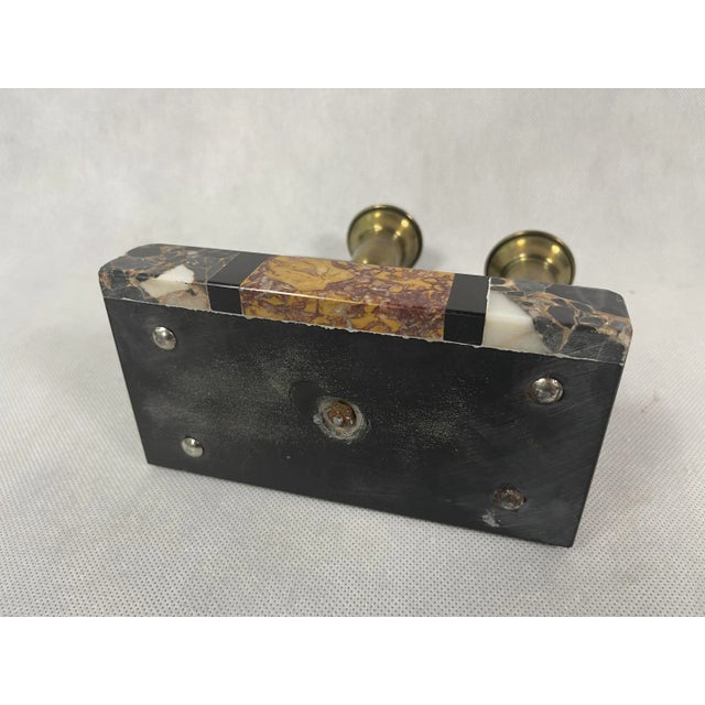 French Art Deco Brass and Marble Candleholder, 1920s For Sale - Image 10 of 12