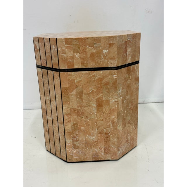 Orange Maitland-Smith Tessellated Stone Lidded Box Side Table Wiith Storage, Drinks Table For Sale - Image 8 of 8