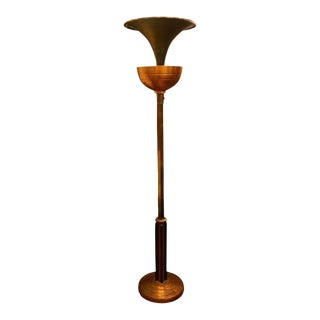 French Art Deco Double Tier Torchiere Floor Lamp For Sale