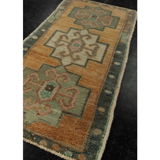 Textile Turkish Mini Rug Oriental Hand Knotted Vintage Rug 1'6" x 3'1" #21235 For Sale - Image 7 of 8