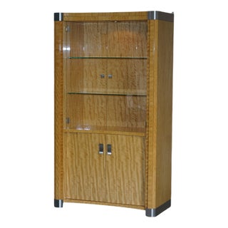 Burr, Satinwood & Chrome Drinks Display Cabinet from Giorgio Collection For Sale