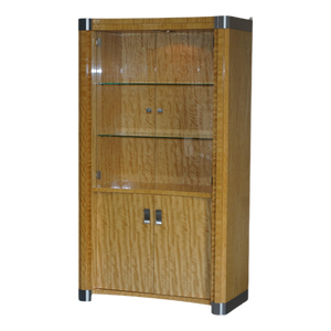 Burr, Satinwood & Chrome Drinks Display Cabinet from Giorgio Collection