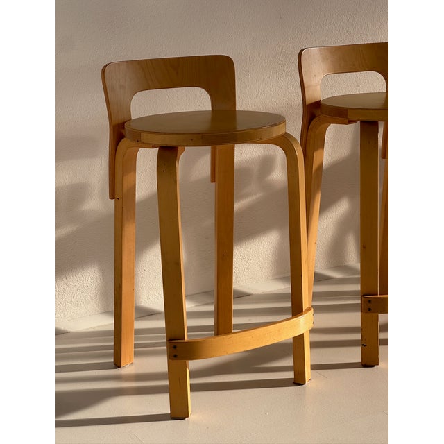 Beige Vintage K65 Stools by Alvar Aalto for Artek, 1980s, Set of 5 For Sale - Image 8 of 18