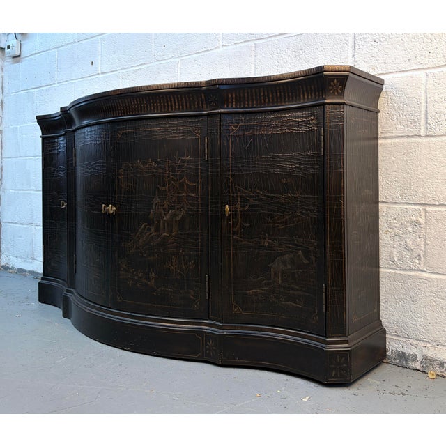 Ethan Allen Late 20th Century Ethan Allen Vivianne Chinoiserie Serpentine Console Sideboard For Sale - Image 4 of 14
