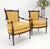 Wood Pair Gold Silk Upholstery Fine Carved Acorn Finials Lounge Fireside Chairs MINT! For Sale - Image 7 of 16