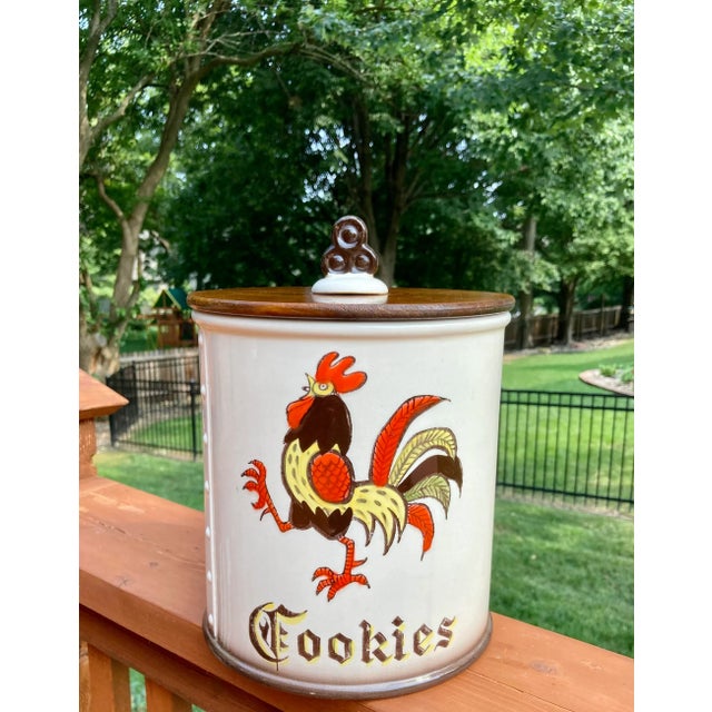 Circa 1950 Metlox Pottery Poppytrail Red Rooster Cookie Jar For Sale - Image 13 of 13