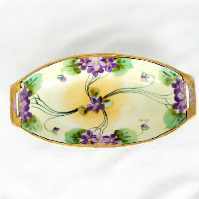 Antique Nippon Porcelain Trays Violet Motif – 1920s Set of 12 For Sale - Image 9 of 11