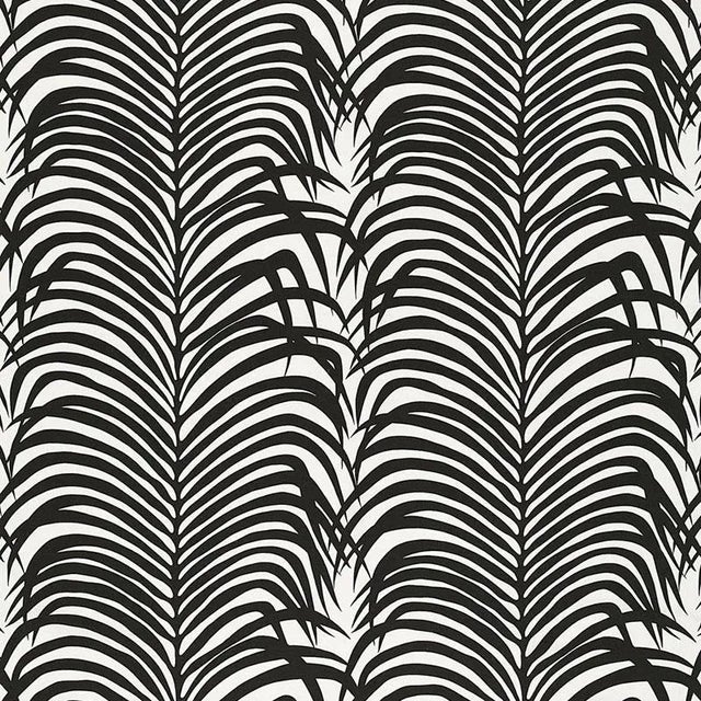 Abstract Schumacher Zebra Palm Fabric in Black For Sale - Image 3 of 3