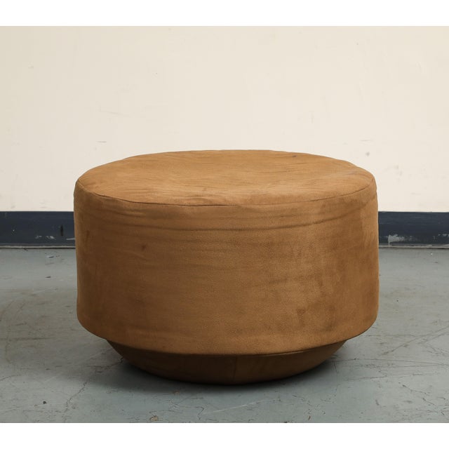 Contemporary Round Brown Suede Ottomans For Sale - Image 15 of 18