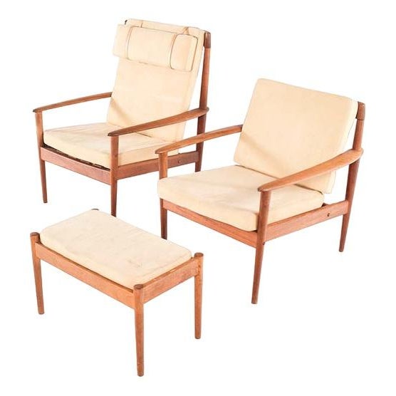 Brown Set of Armchairs by Grete Jalk Edited for Poul Jeppesens Møbelfabrik, 1956 For Sale - Image 8 of 8