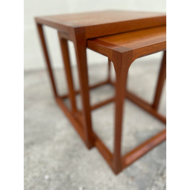 Mid 20th Century Mid Century Modern Teak Nesting Tables | Set of Two by Kai Kristiansen For Sale - Image 5 of 12