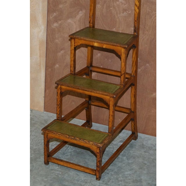 Early 19th Century Stunning Antique Circa 1810 George III Elm & Leather Library Steps Georgian Home For Sale - Image 5 of 12