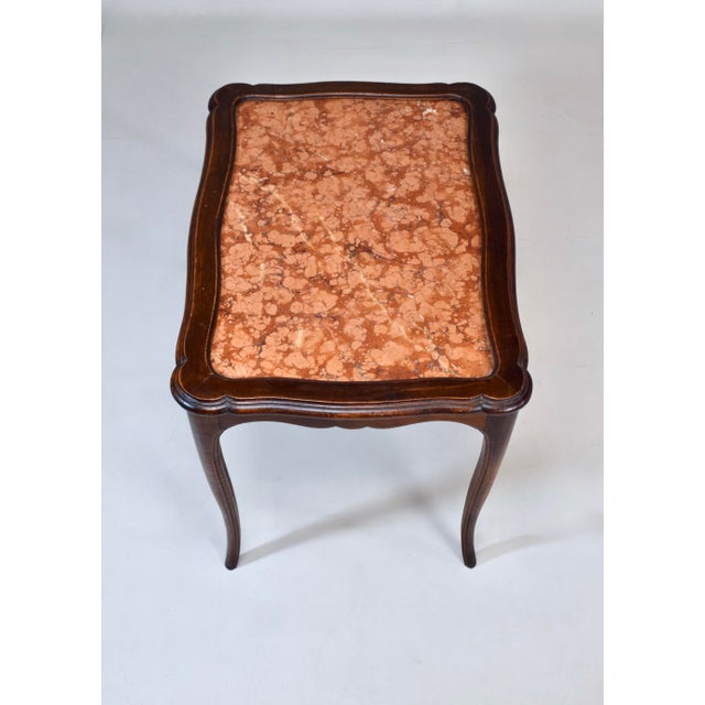 Burnt Umber 18th C. French Provincial Marble Top Occasional Side Table For Sale - Image 8 of 9