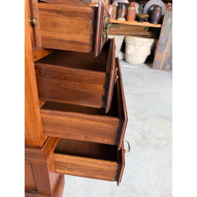 Vintage Queen Anne Style Solid Cherry Slant-Front Secretary Desk For Sale - Image 11 of 12
