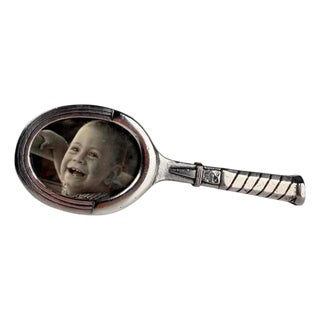 Mid-Century Italian Tennis Racket Picture Frame in Silver-Plated Pewter, 1970s For Sale