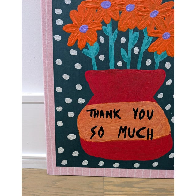 Thank You So Much Contemporary Floral Abstract Painting For Sale - Image 6 of 8